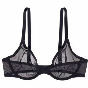 CUUP Black Mesh Underwire The Plunge Bra 38G. Like new